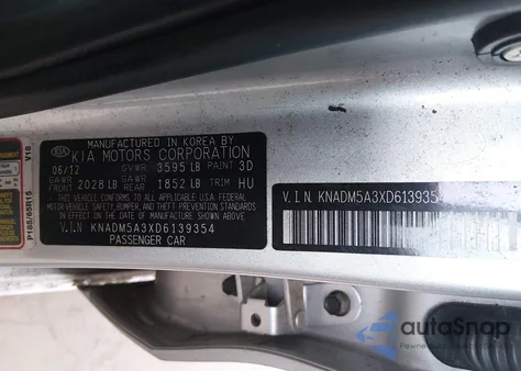 2013 Kia Rio Lx z USA, uszkodzony, nr VIN KNADM5A3XD6139354